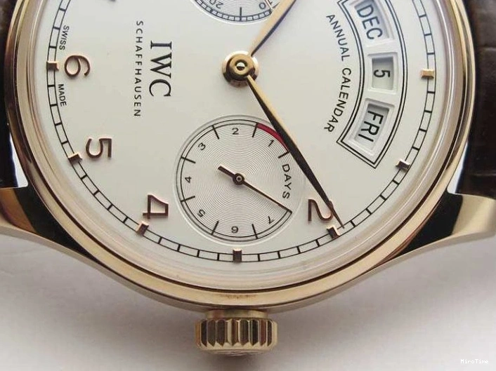 MIROTIME 0318 Portuguese Real PR Real Annual Calendar RG IW503504 YLF 1:1 Best Edition White Dial On Leather Strap A TimelessDesign 7242